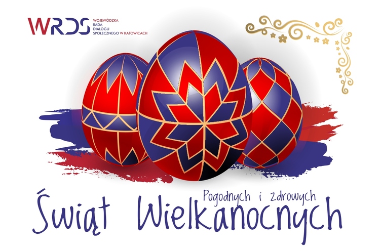 Kartka świąteczna z napisem: pogodnych i zdrowych Świąt Wielkanocnych